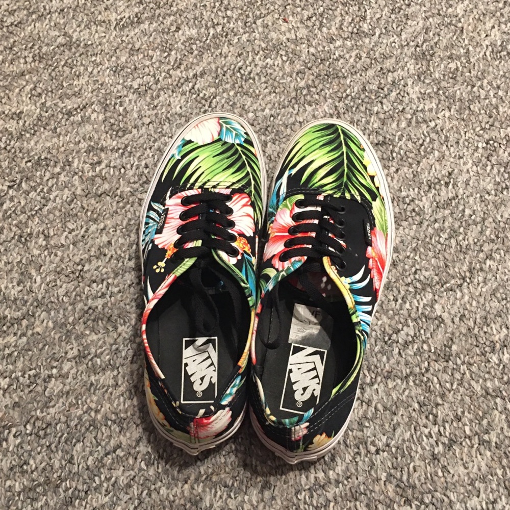 Vans Off The Wall Floral Tropical Hawaiian Print Black Size 6.5 - Picture 6 of 10